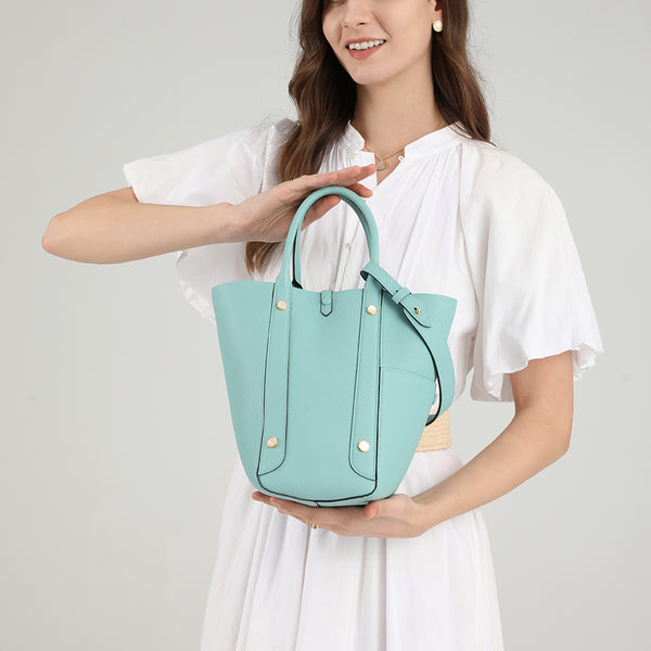 TIANQINGJI Handmade Etoupe Togo Leather Picotin Tote Bag