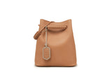 Elegant Bamboo Weaving Leather Bucket Bag